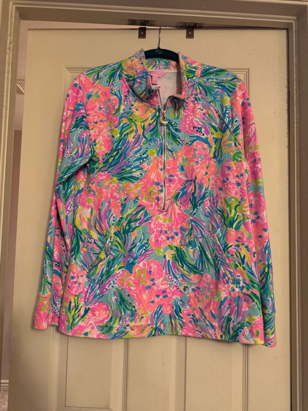 Lilly Pulitzer Multi-Color Palm Beach Print Quarter-Zip Pullover